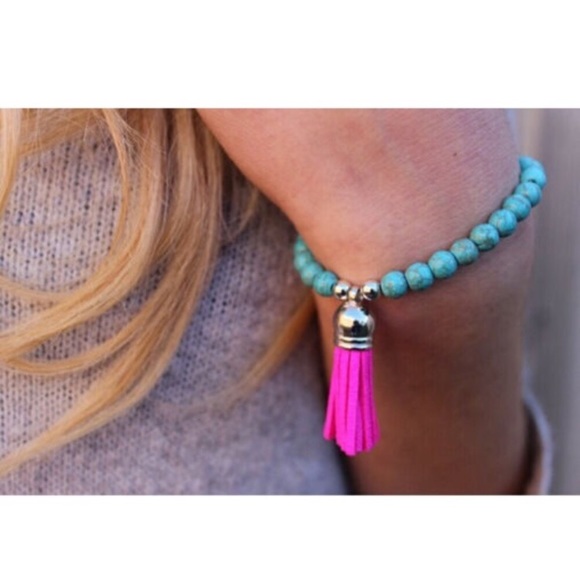 Jewelry - 8 for $15 Teal Beaded Tassel Bracelet